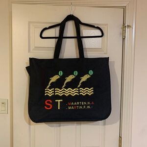St. Martin Black Multi Beach Bag